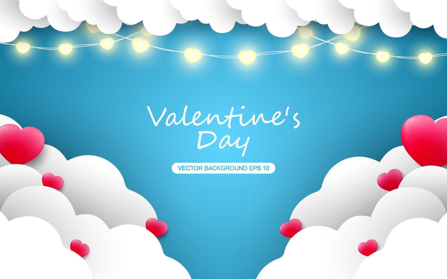 Heart paper Valentine's Day banner background vector