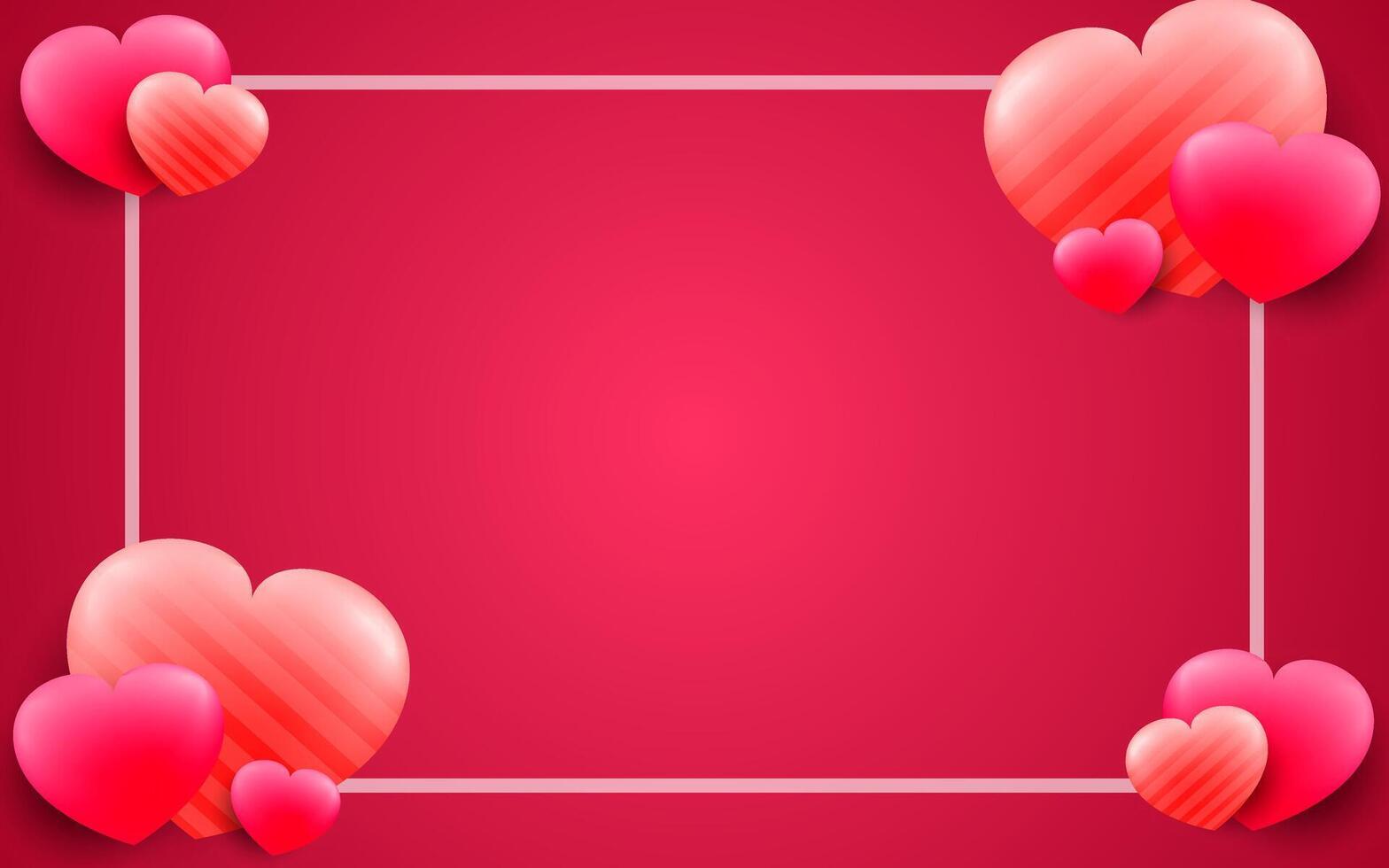 Realistic valentines day background with heart shaped balloons. vector