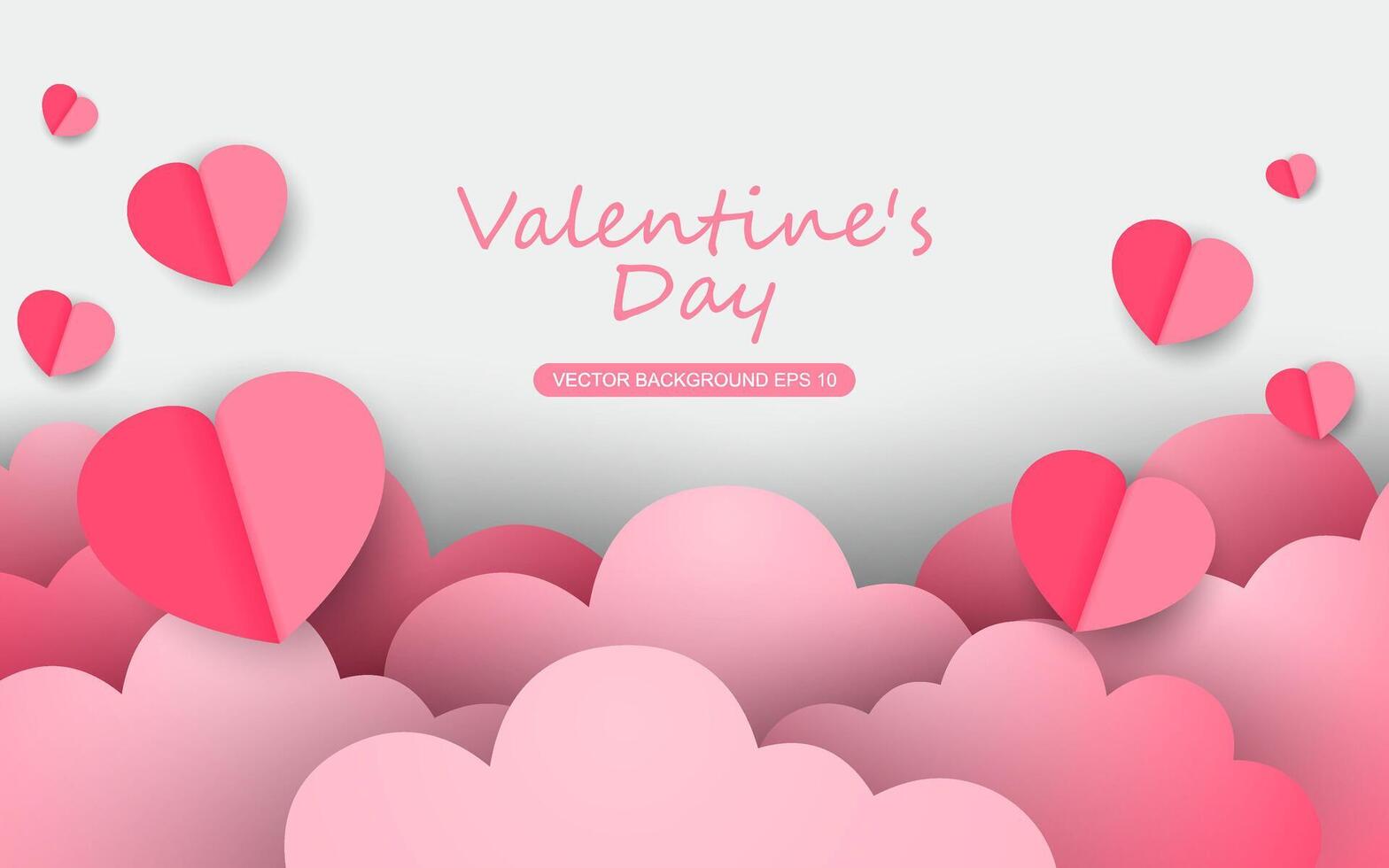 Valentine's day concept card in paper cut style vector