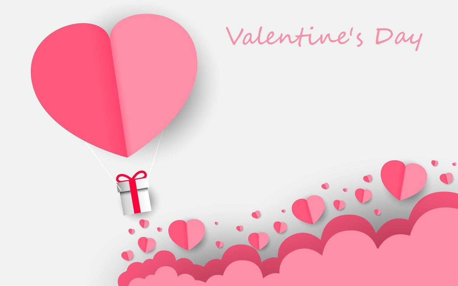 love and valentines day with heart balloons and clouds. Paper cut style. vector