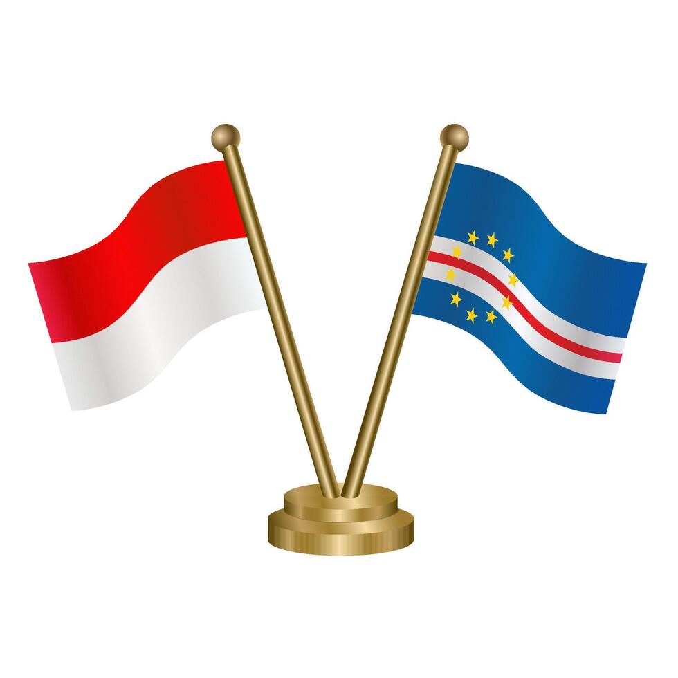Indonesia and Cape Verde table flag. Illustration vector