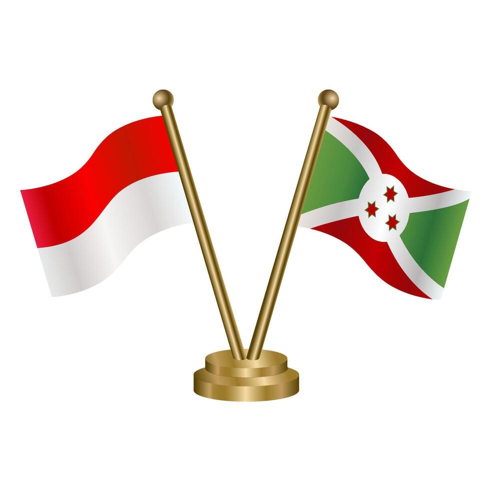 Indonesia and Burundi table flag. Illustration vector
