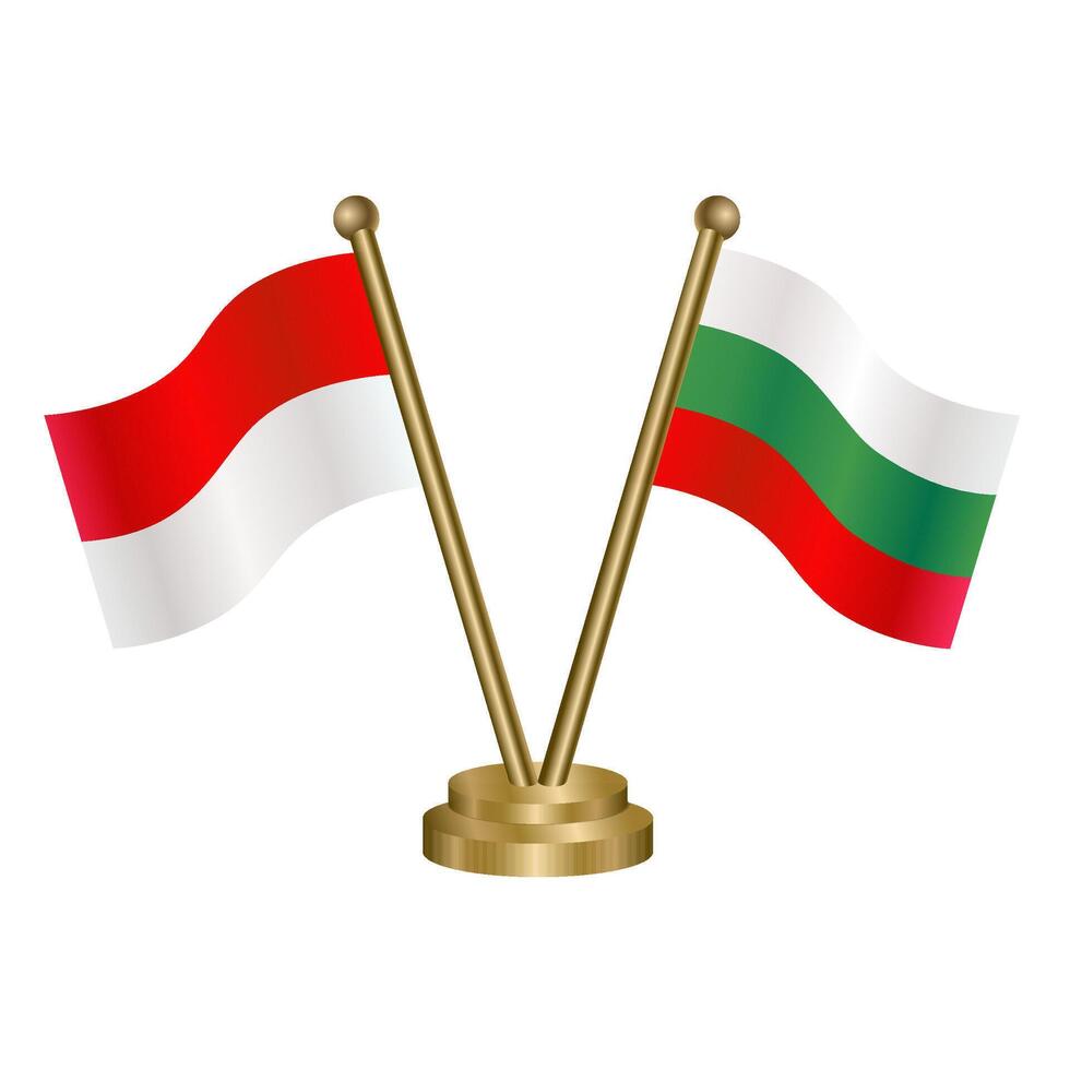 Indonesia and Bulgaria table flag. Illustration vector
