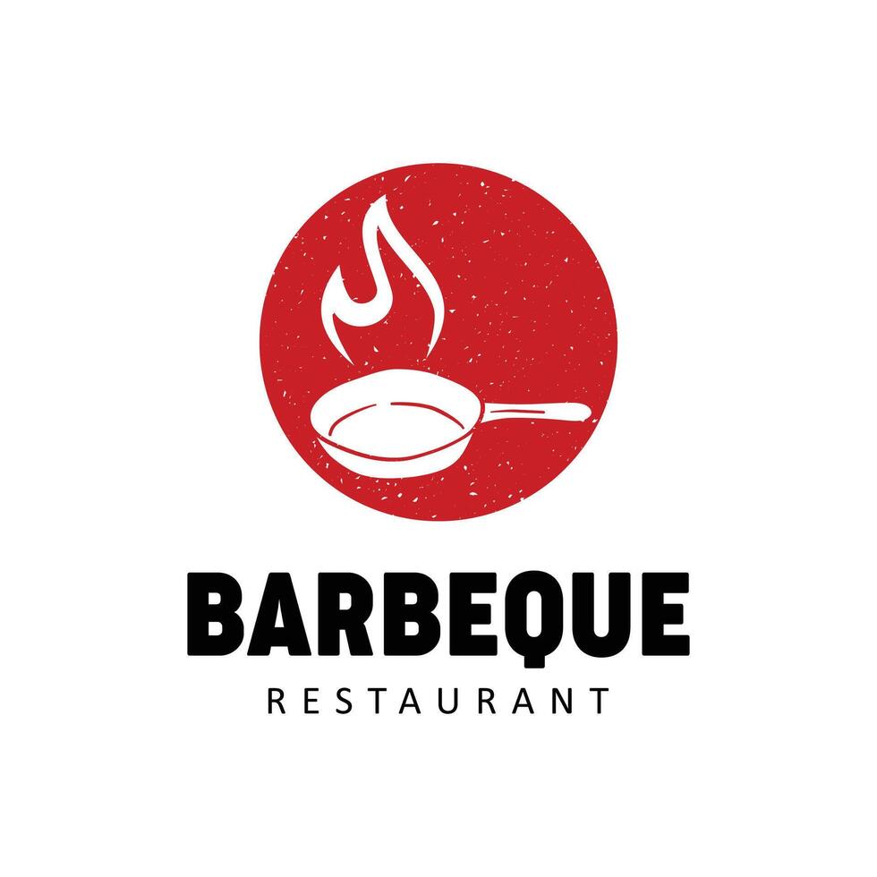 Barbecue Grill Logo with Flame Design - Modern BBQ Branding vector