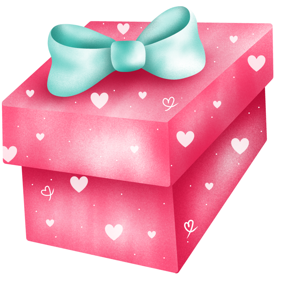 pink gift box with a green ribbon bow png