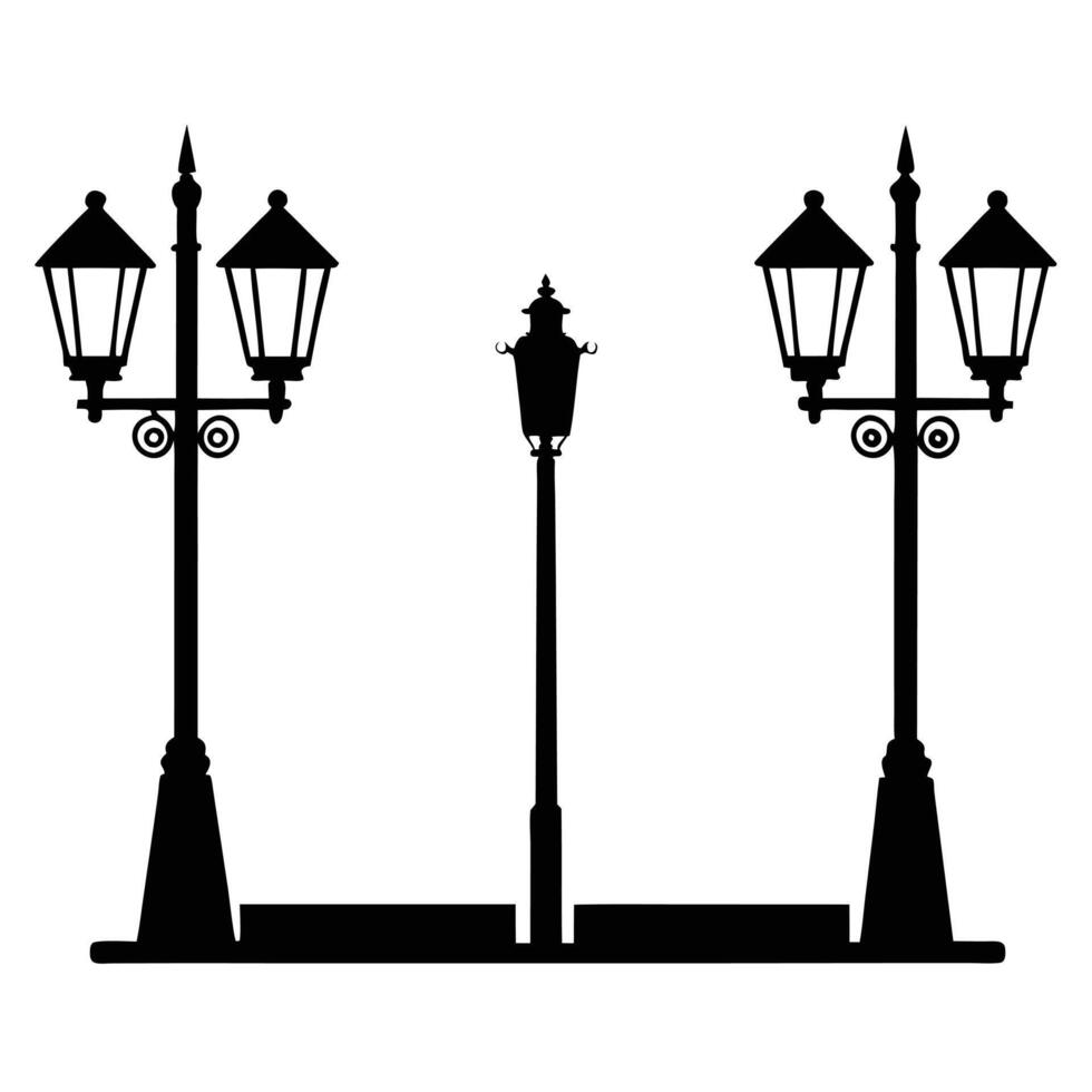 Urban Street Lights Silhouette Isolated on White Background vector