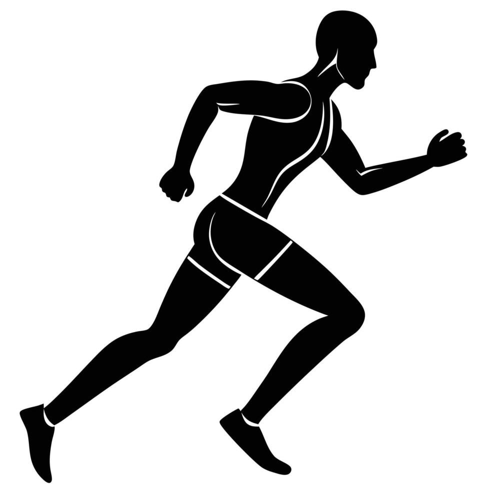 Runner Silhouette Illustration on White Background vector
