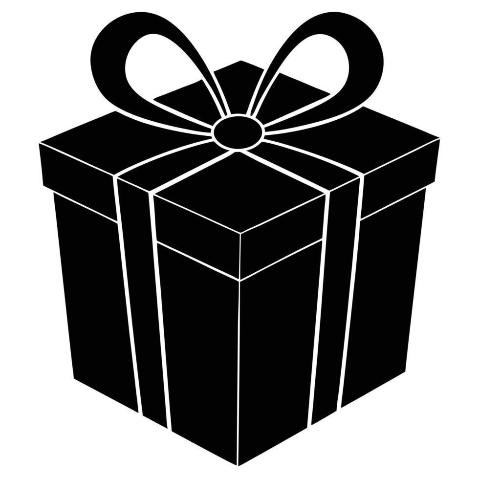 Rectangular Gift Box Silhouette on White Background vector