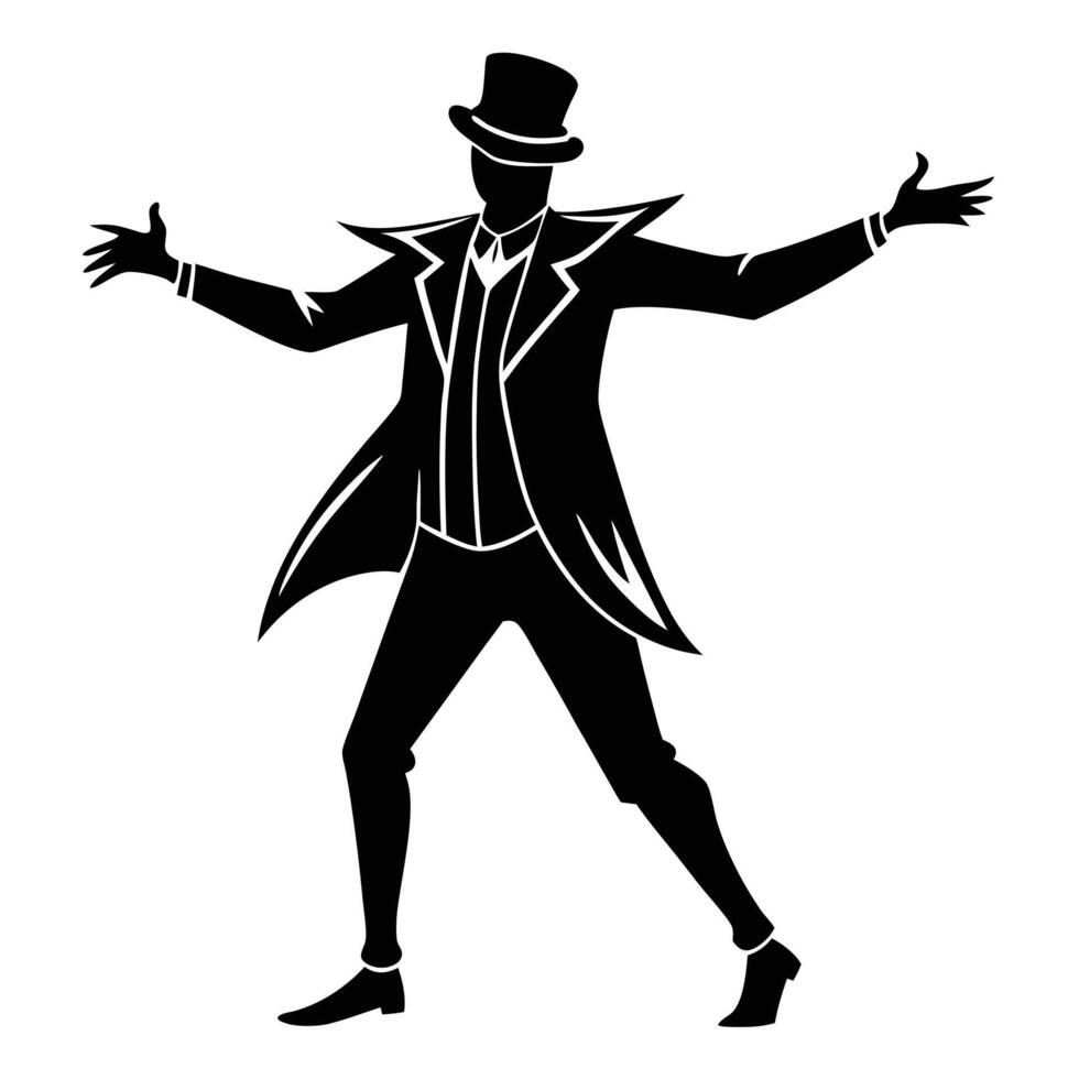 Street Performer Silhouette Isolated on White Background vector