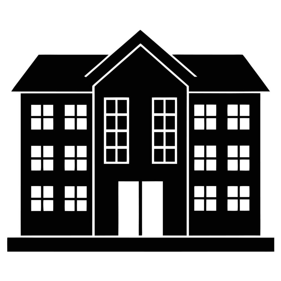 Residential Apartment Silhouette with Modern Architectural Design on White Background vector