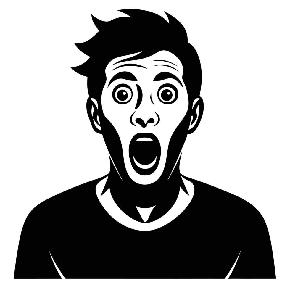 Shocked Man Silhouette on White Background vector