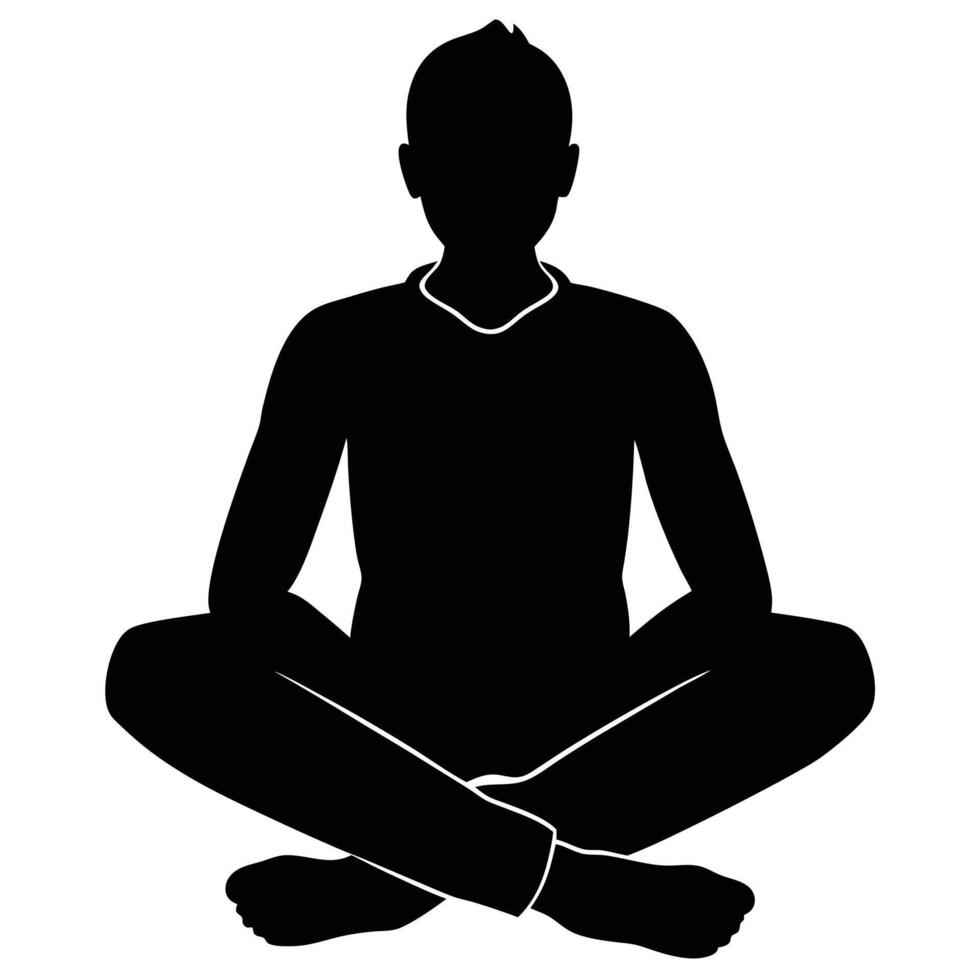 Sitting Man Silhouette Illustration on White Background vector