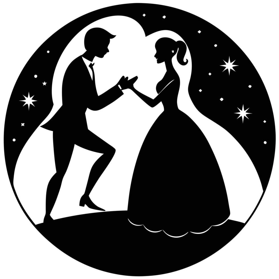 Silhouetted Proposal Scene Featuring a Romantic Gesture on White Background vector