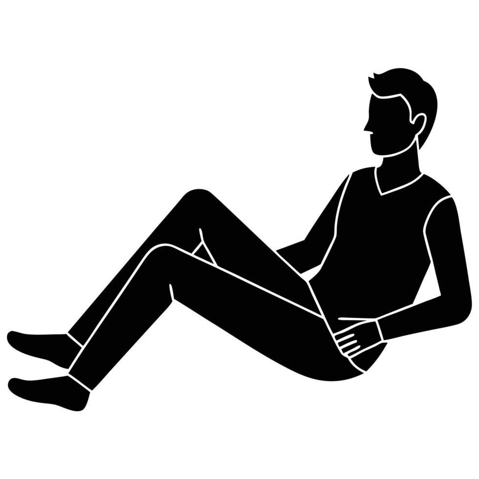Relaxed Man Silhouette on White Background vector