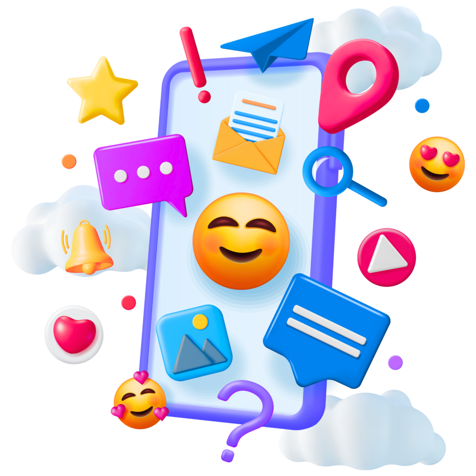Mobile app icon with emoticons png