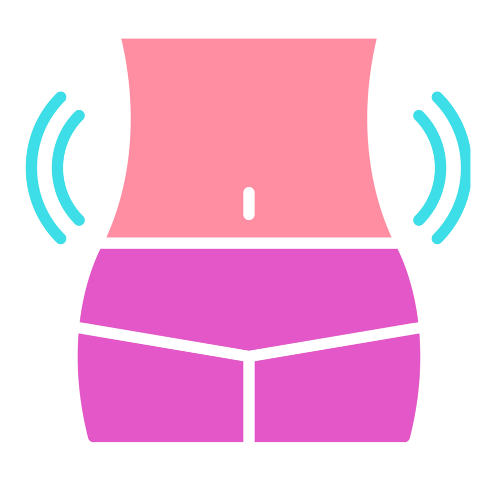 A woman's belly with a pink and purple top png