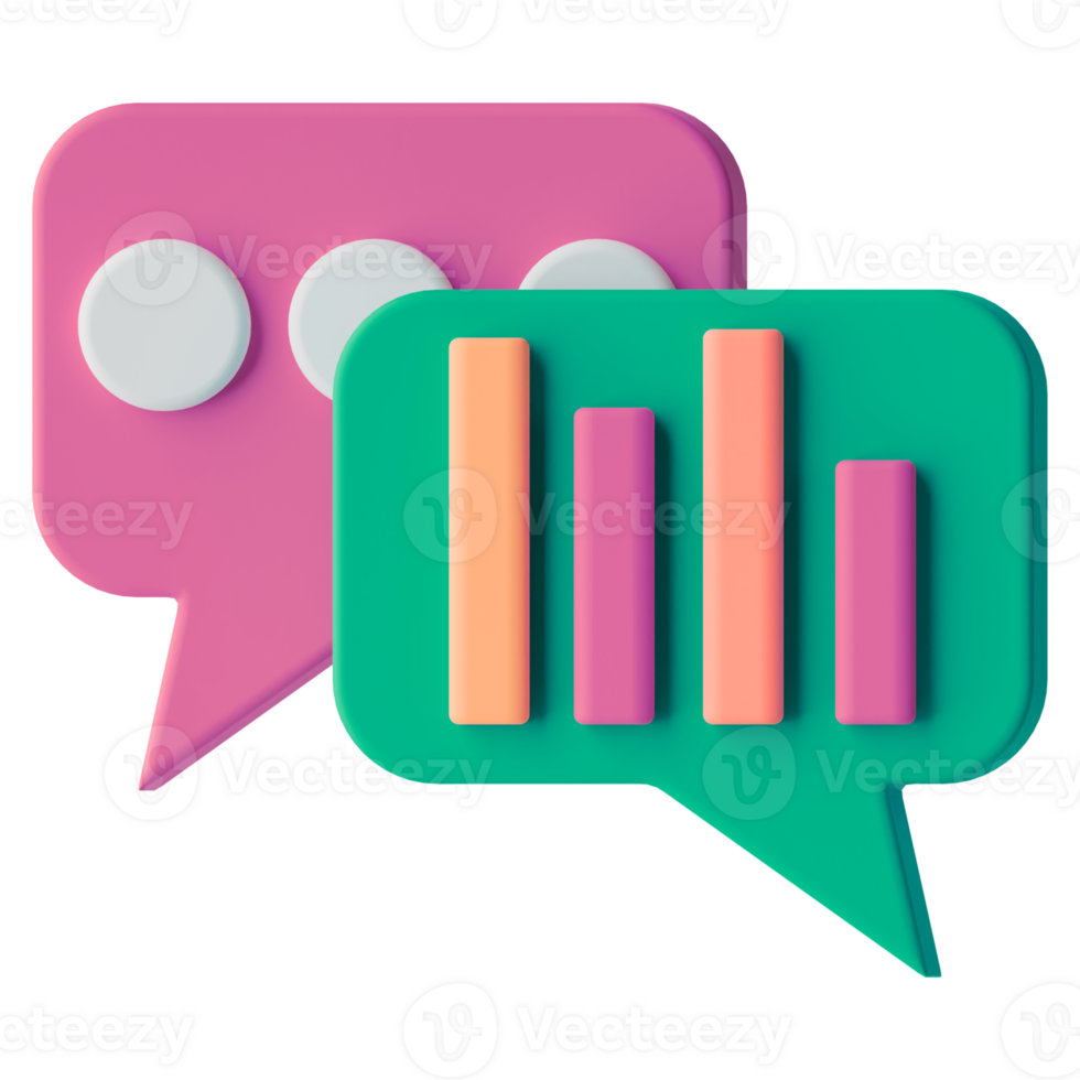 Two speech bubbles with bar graphs on them png