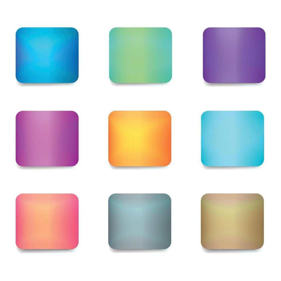 Colorful set of buttons, square and round shape. illustration vector