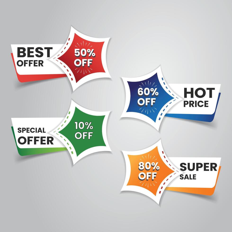 Set of Sale badges. Sale quality tags and labels. Template banner shopping badges. Special offer, sale, discount, shop, black Friday. illustration. vector