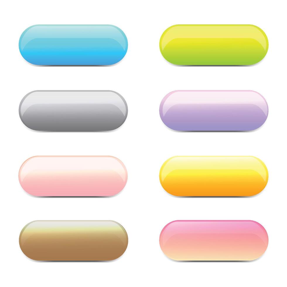 Set of glossy bright color web buttons illustration vector
