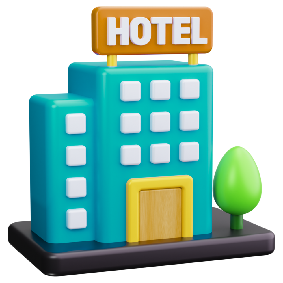 Hotel icon with a tree and building png