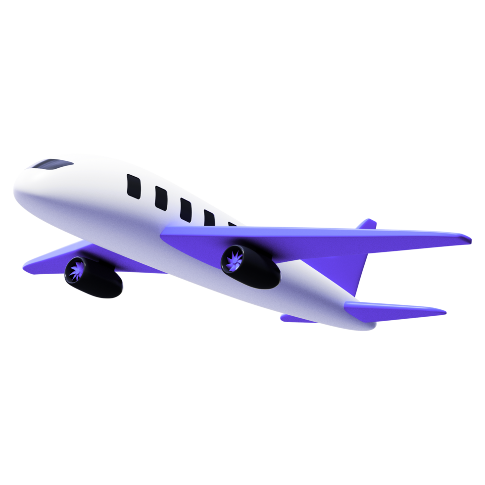 A white and blue airplane flying in the air png