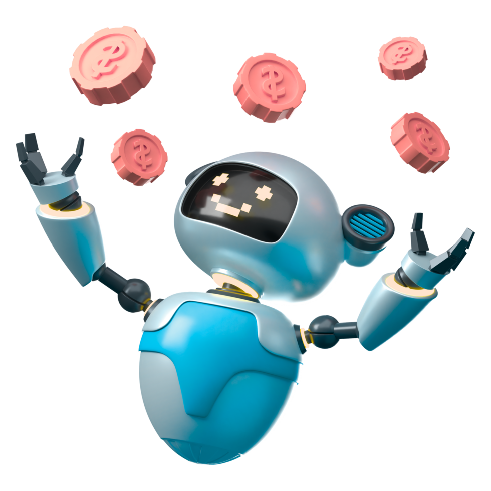 An Ai robot with money in its hands png