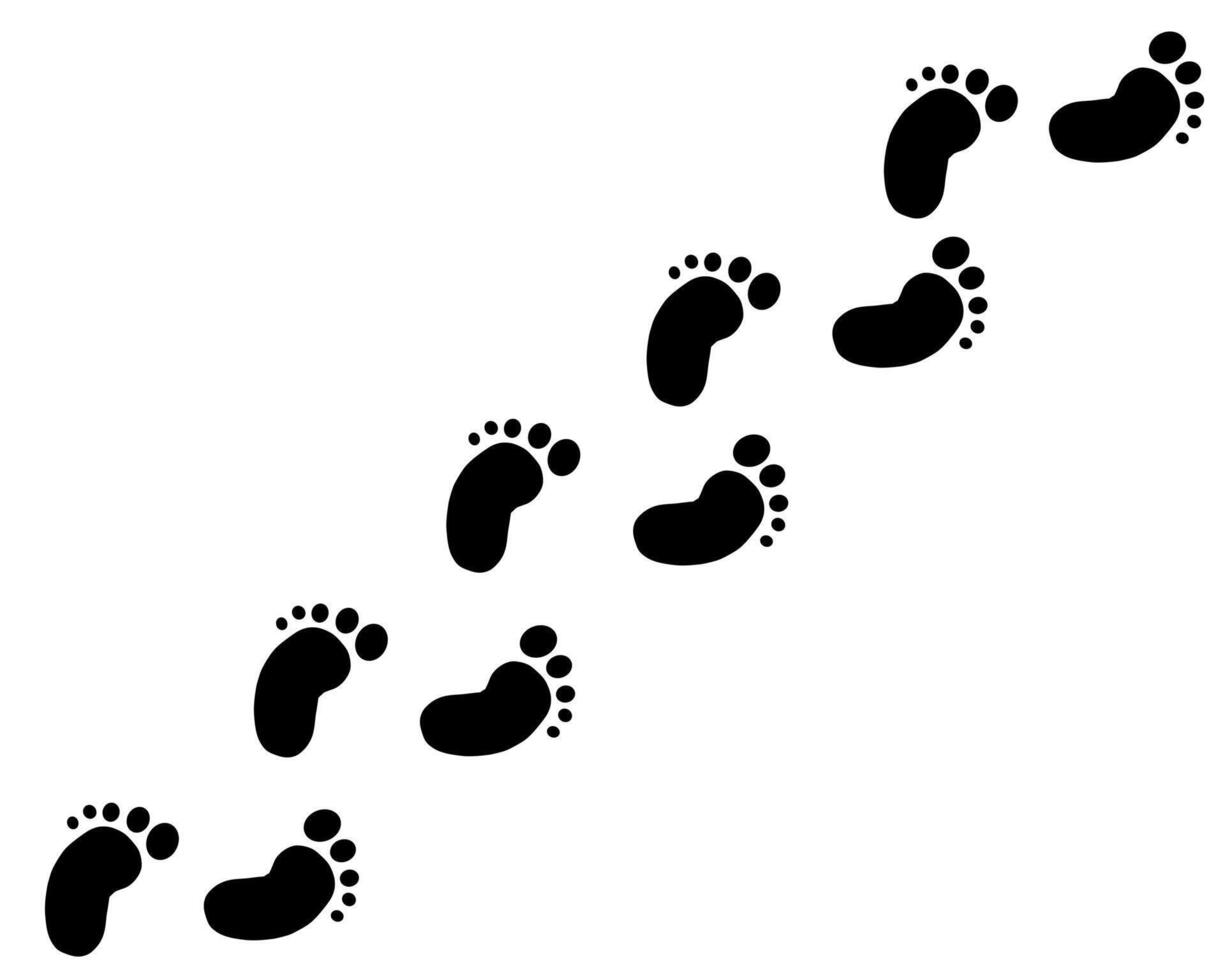 Minimalistic illustration of baby footprints in a diagonal pattern. Simple and elegant design perfect for themes related to babies, family, motherhood, birth announcements, and baby care products vector