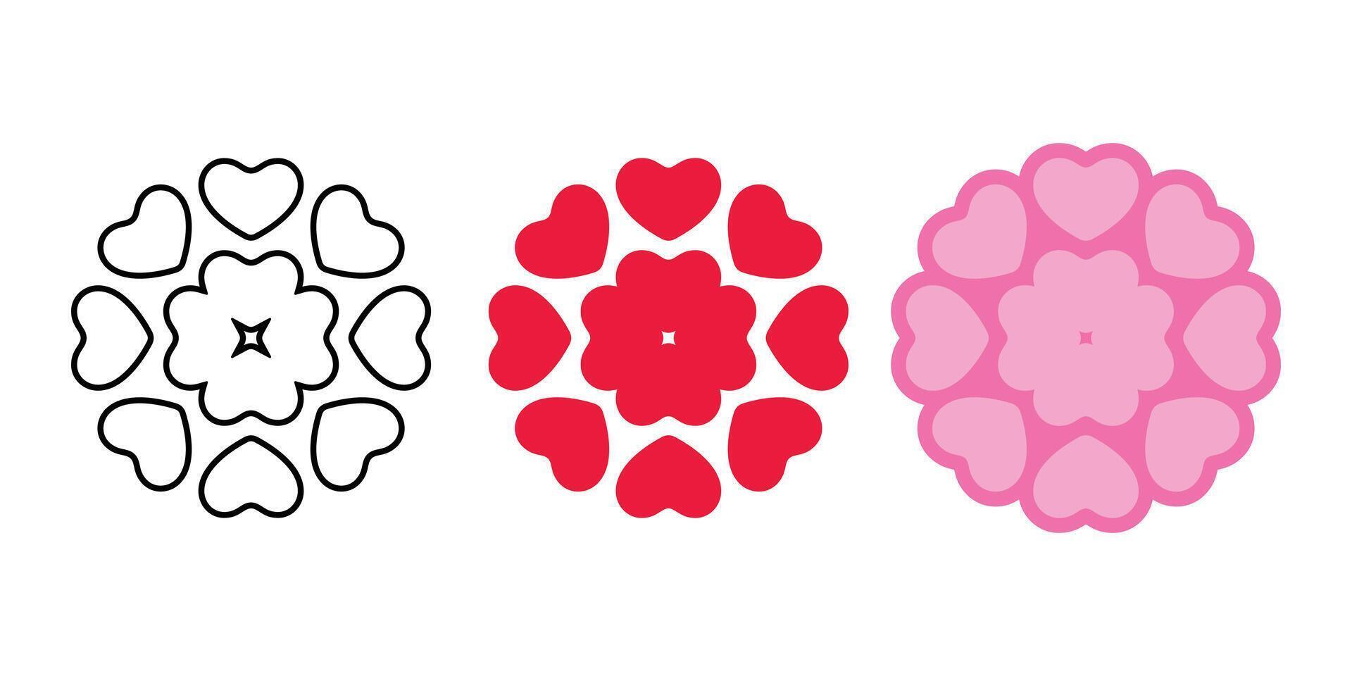 heart flower valentine icon logo symbol cartoon character doodle illustration symbol clip art red pink isolated vector