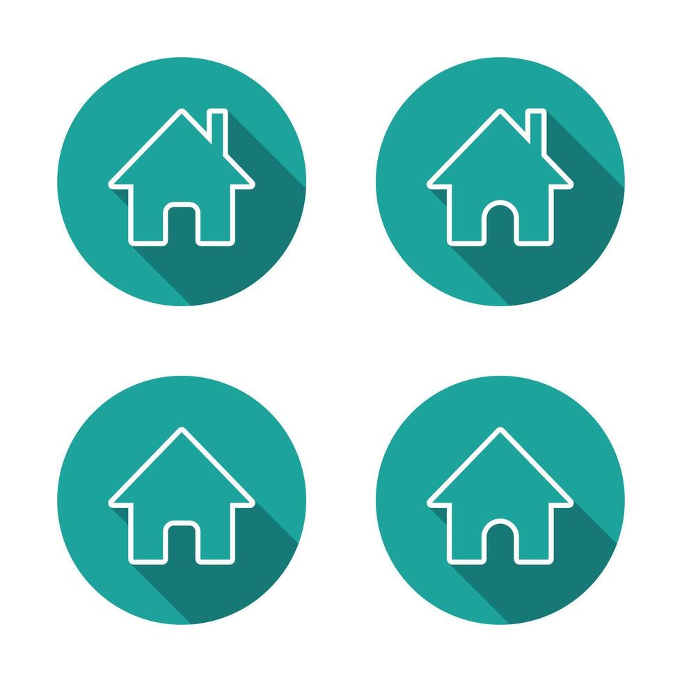 Web home, homepage outline icon set with long shadow. House page sign symbol vector