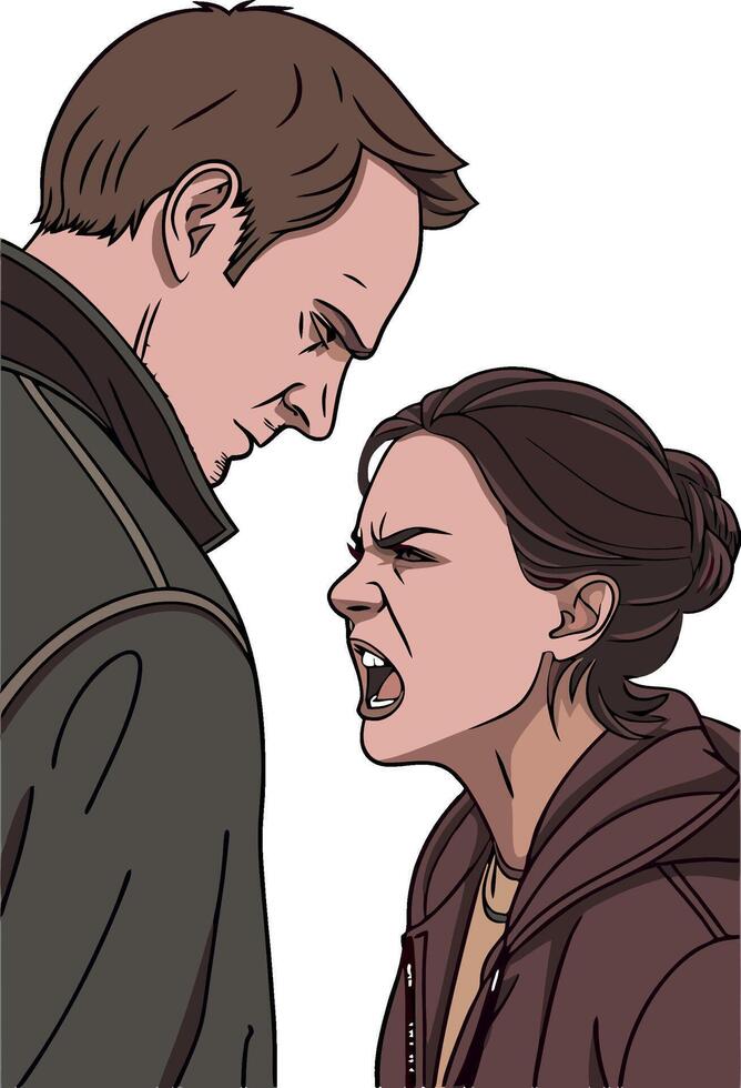 A man and woman are looking at each other vector