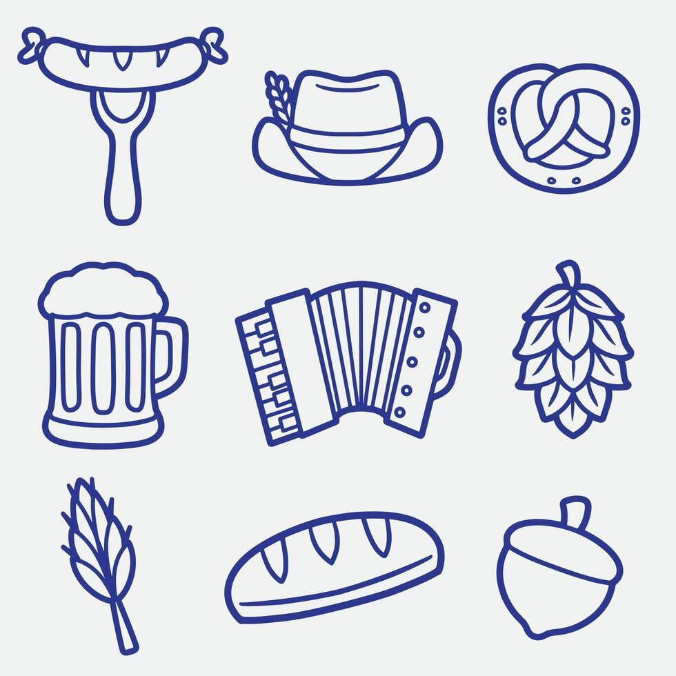 set of gemany with outline style good for icon, symbol, coloring page, element design, etc vector
