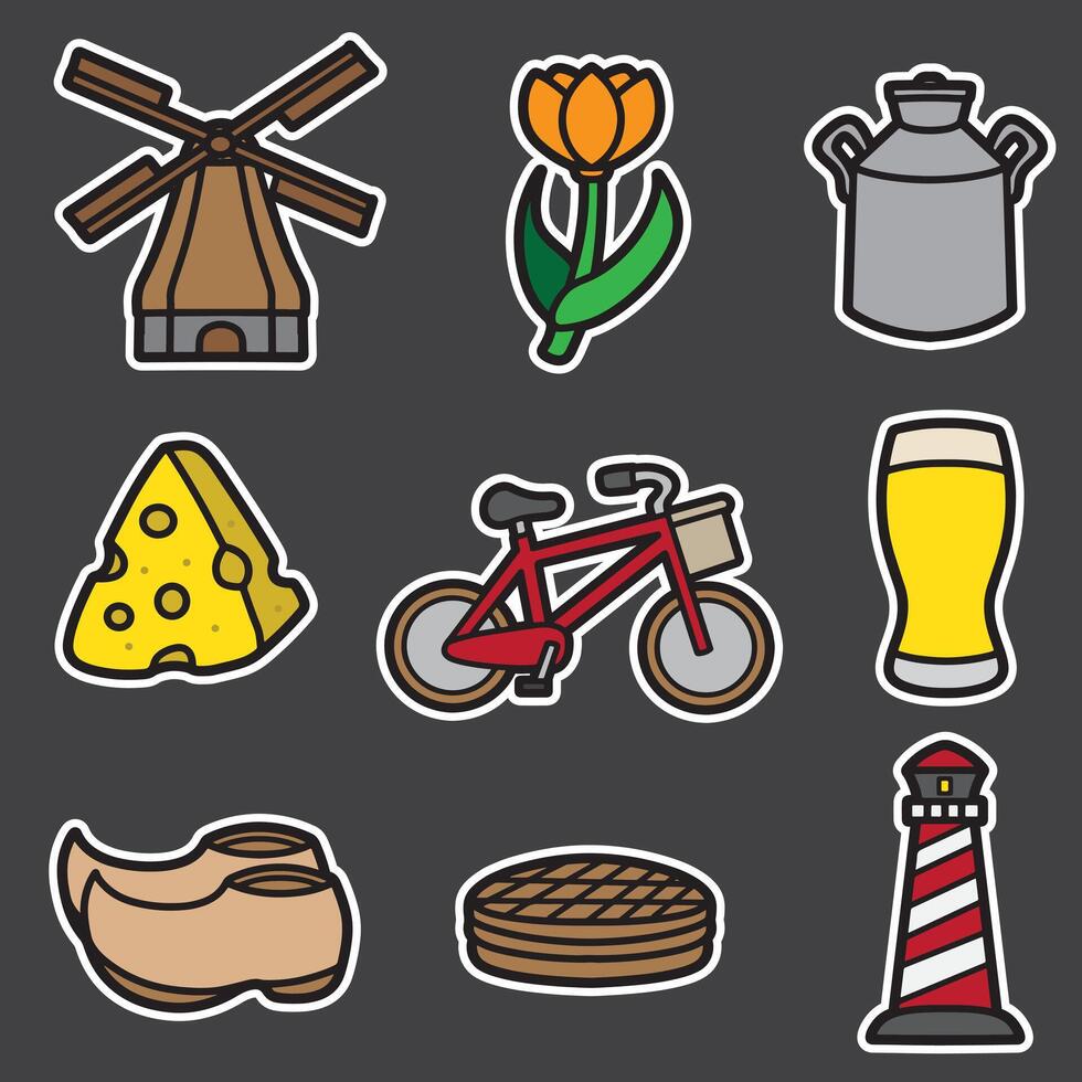 set of netherlands good for sticker, element design, printable, icon, etc vector