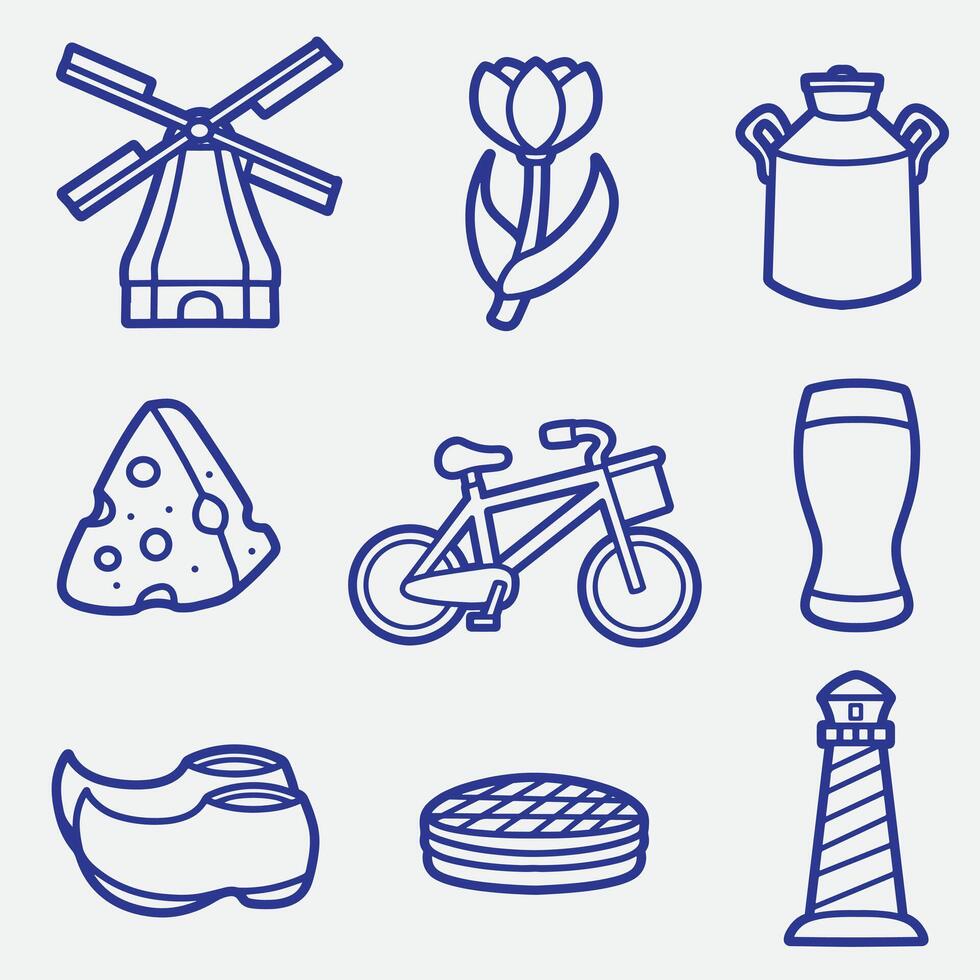 set of holland with outline style good for logo, symbol, icon, element design, etc vector