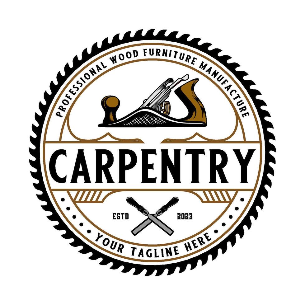vintage carpentry logo. hand planes ornament vintage style for furniture, construction and carpenter. vector