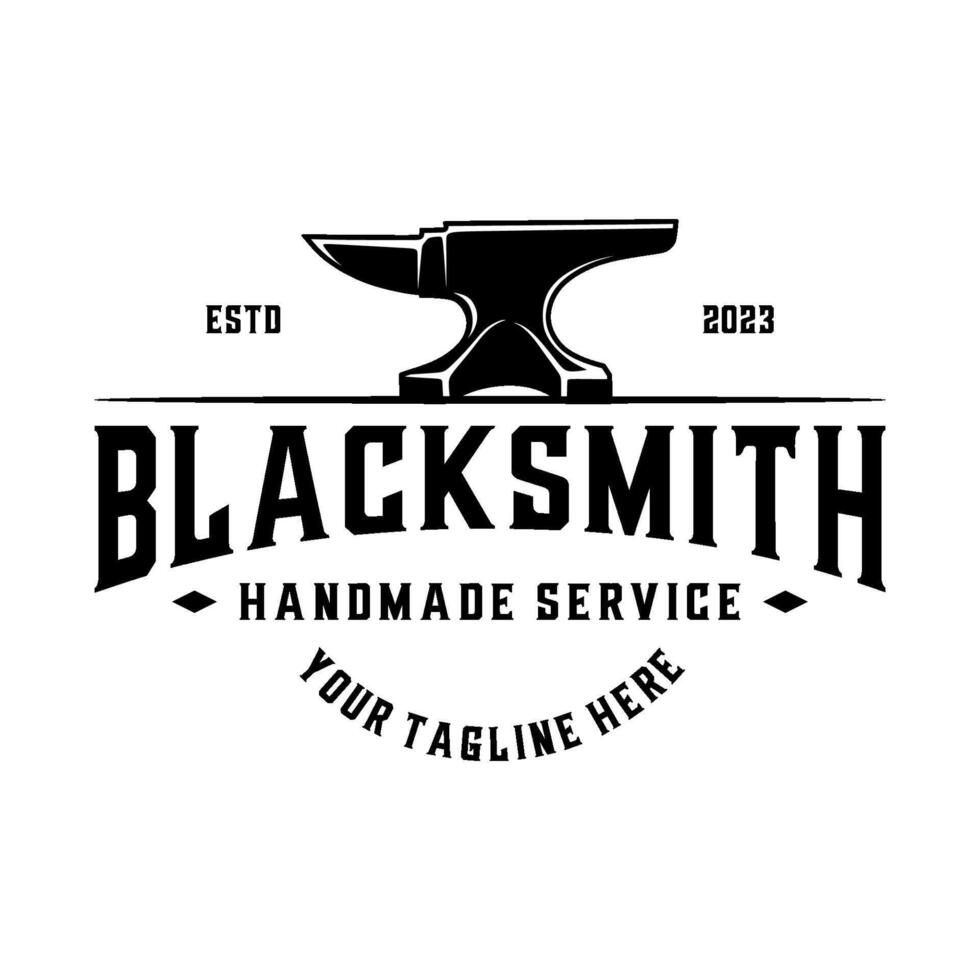 Blacksmith vintage logo. simple anvil icon, for blacksmithing, iron and metal work vector