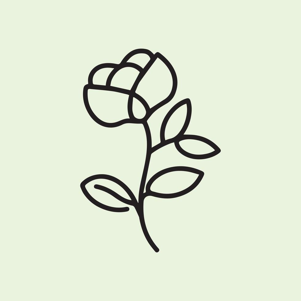 Minimalistic Single Rose Line Art vector