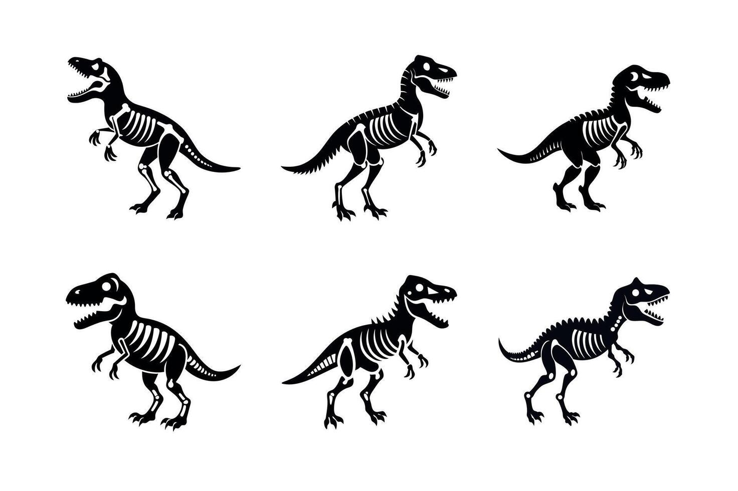 Dinosaur Skeletons icon set vector