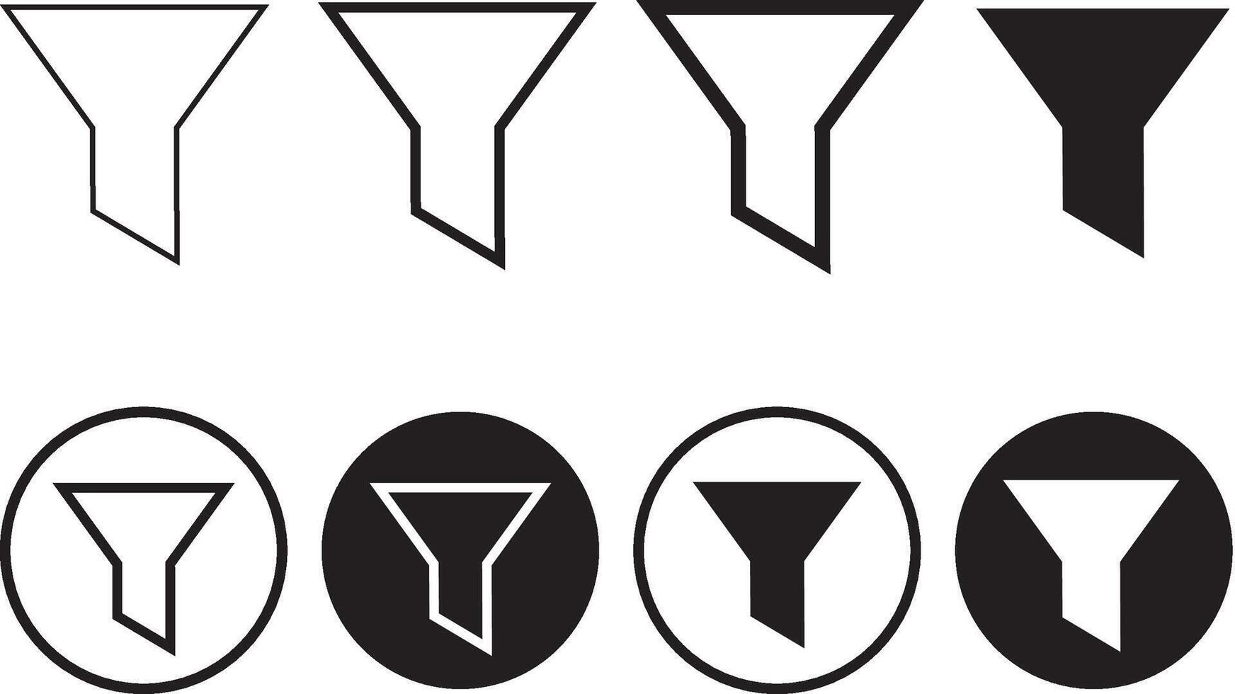 Filter icon set. funnel line style symbol vector