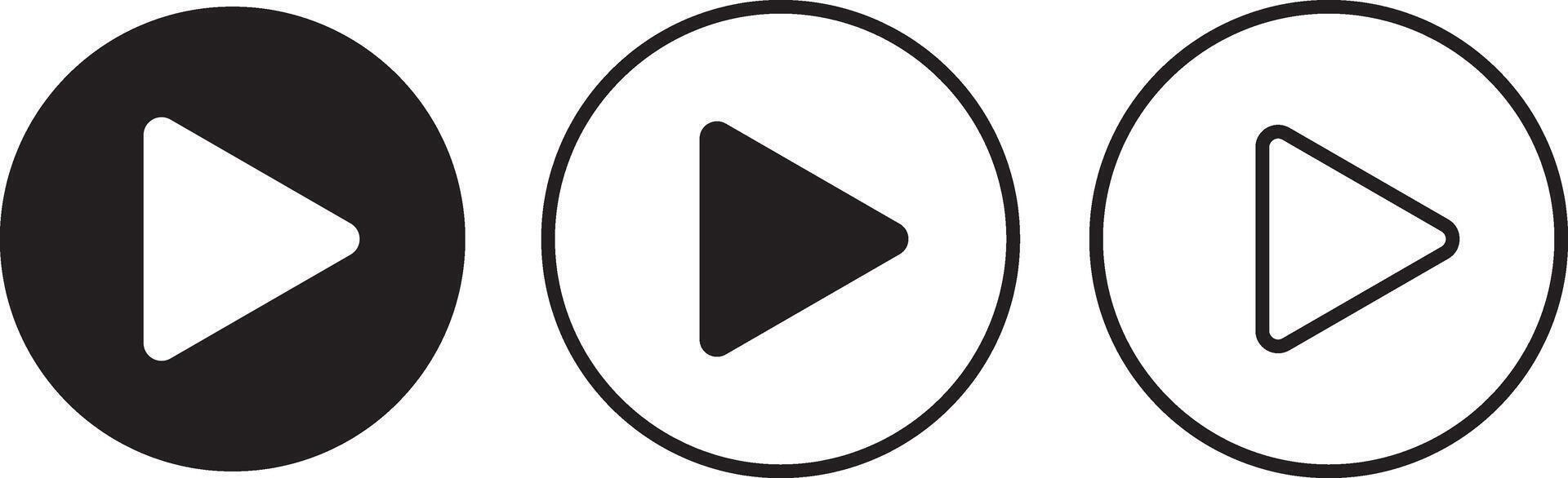 Play button icons. Line style play button vector
