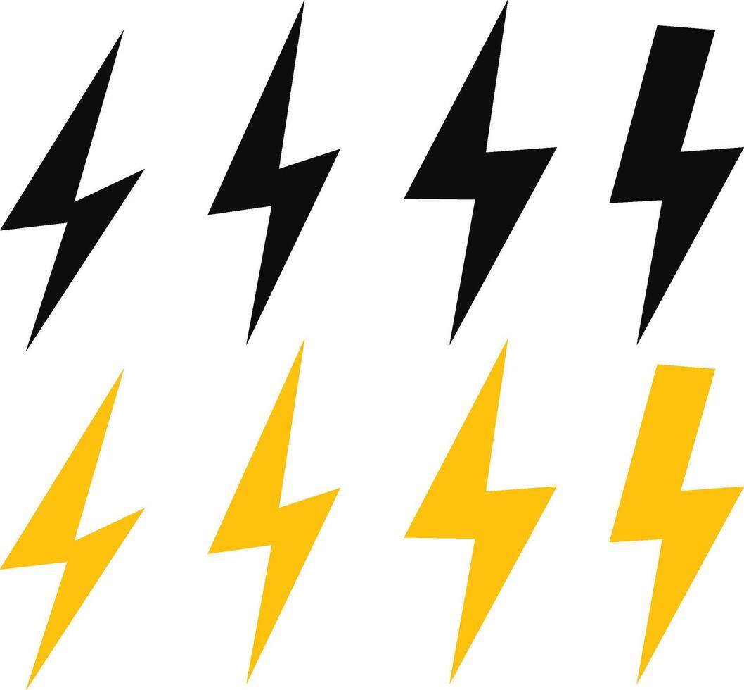 flash thunder power icon set. Flash lightning bolt symbol. Energy power sign vector