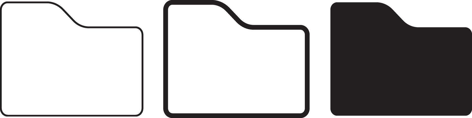 Folder icon set. Empty file line style symbol. vector