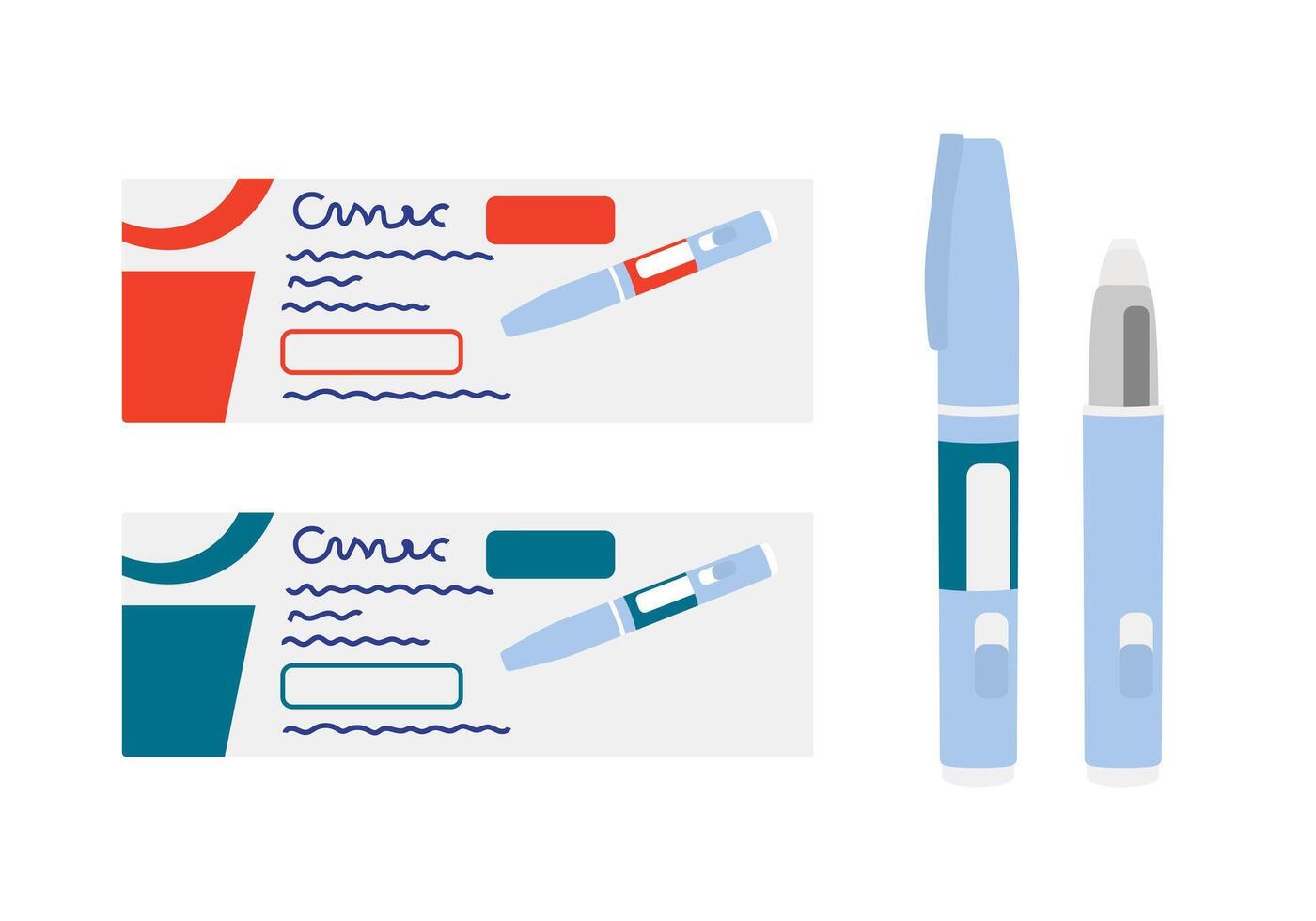 Injection applicator for blood sugar control and weight loss and appetite reduction. illustration in flat style vector