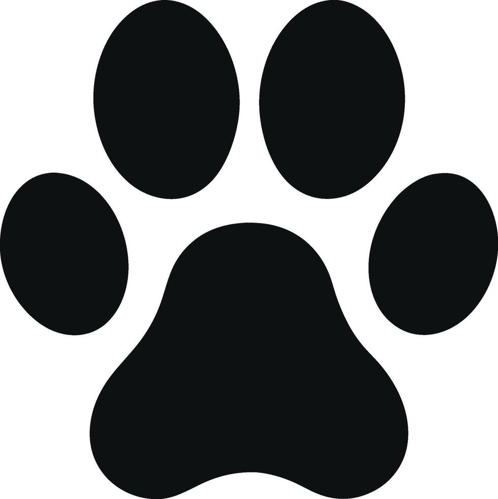 Paw print black silhouette simple design minimalist pet symbol. vector