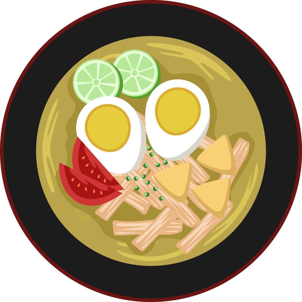 Chicken Soto or Soto Ayam cartoon illustration vector