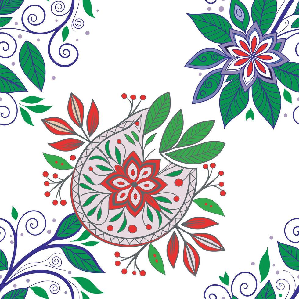 seamless floral floral and geometric pattern design for fabric and print vector