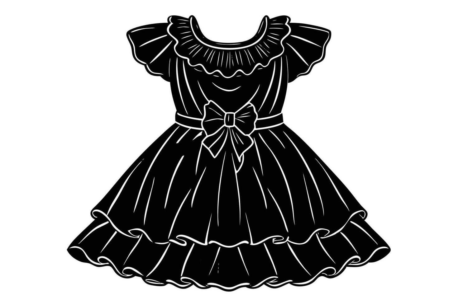 Black gothic dress with puffy ruffles vector