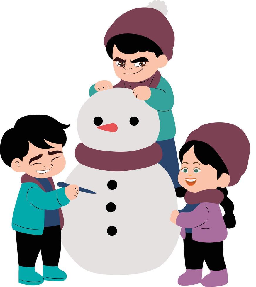 Children make snowman vector