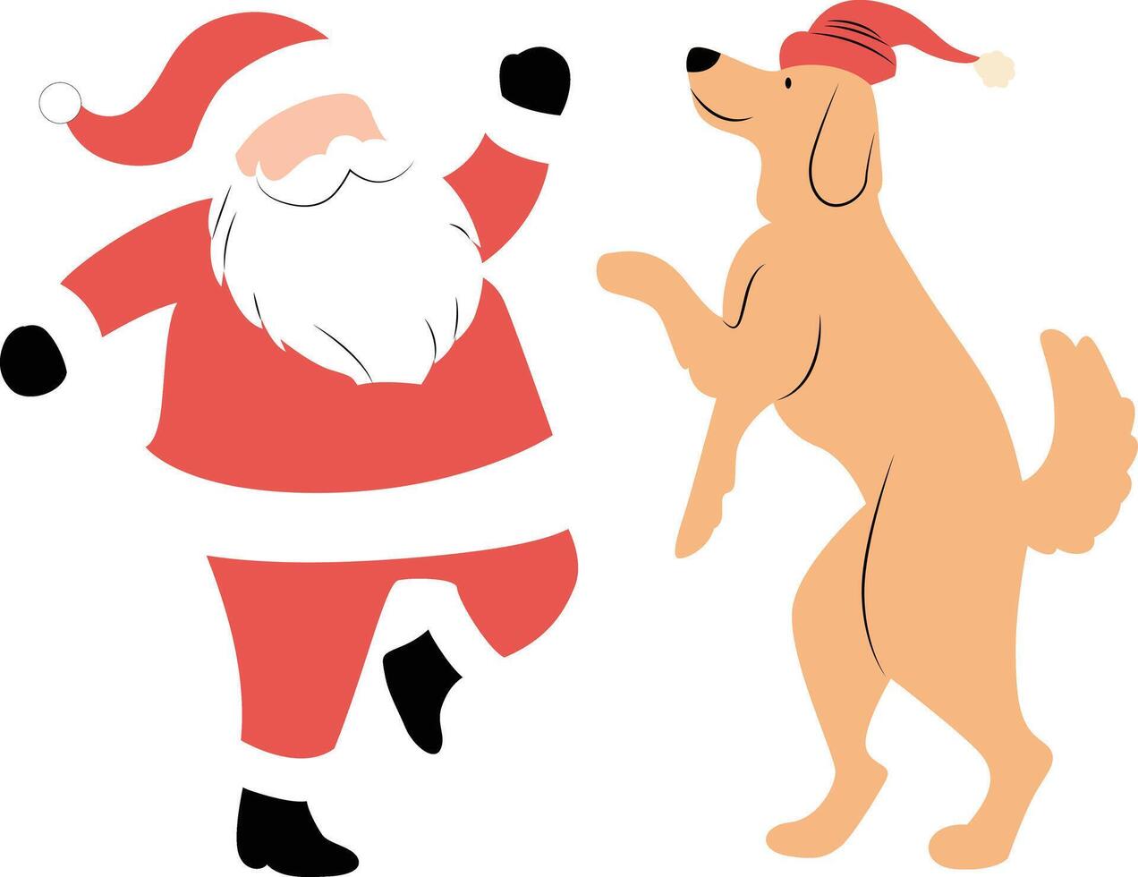 Dog dancing with Santa Claus vector