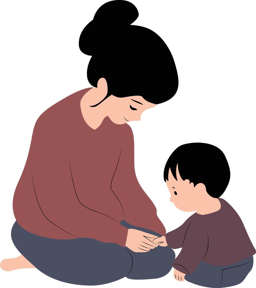 Cute An icon of a mother and child playing together vector